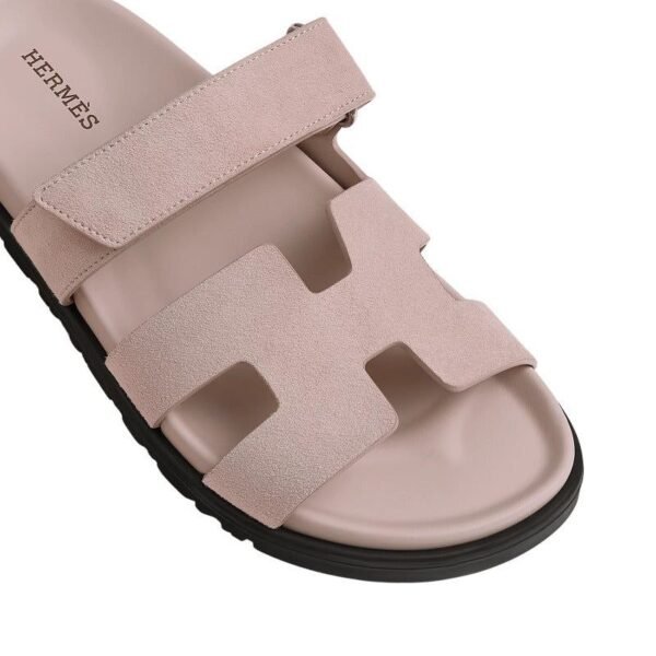 Hermes Pink Suede Chypre Sandals - Image 4
