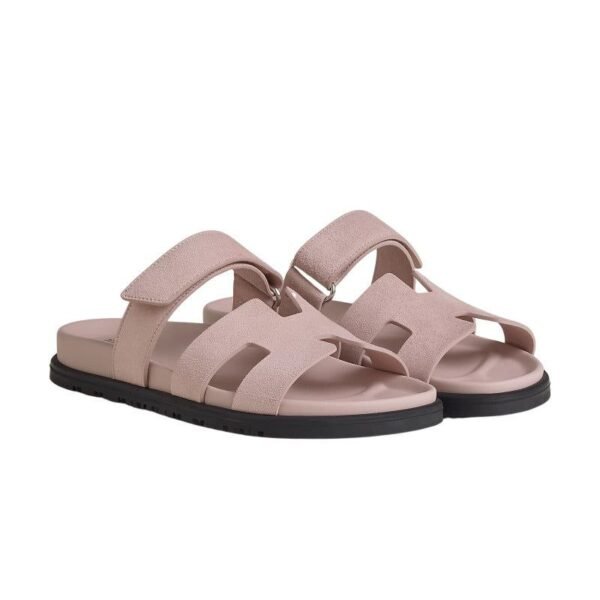 Hermes Pink Suede Chypre Sandals - Image 3
