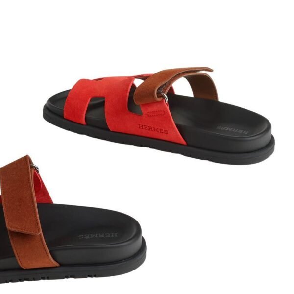 Hermes Women Chypre Sandals Suede Red Pink Rouge Cinétique - Image 5