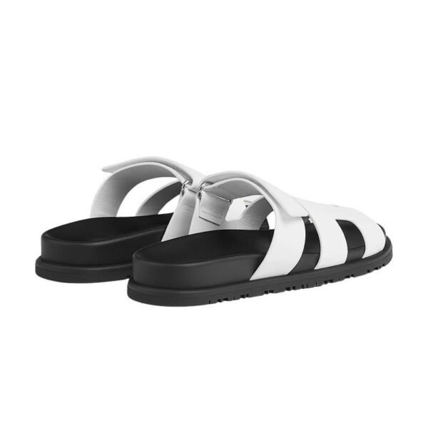 Hermes White Leather Chypre Sandals - Image 2