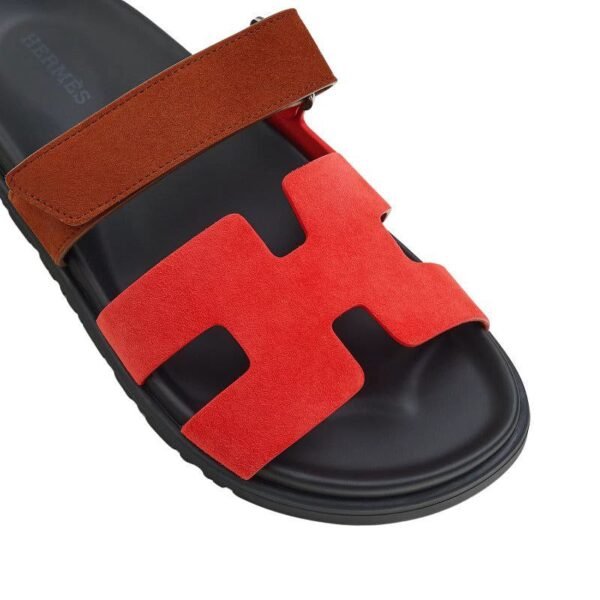 Hermes Women Chypre Sandals Suede Red Pink Rouge Cinétique - Image 2