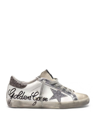 GOLDEN GOOSE Deluxe Sneaker White Leather Swarovski Crystal Star Suede Toe 36