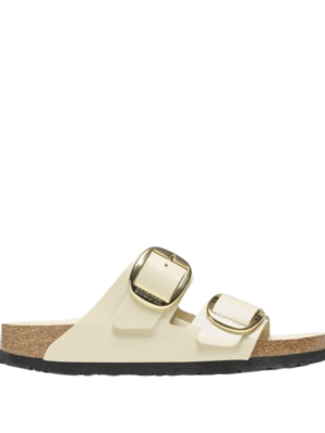 Arizona Big Buckle Natural Leather Patent - High-Shine Ecru