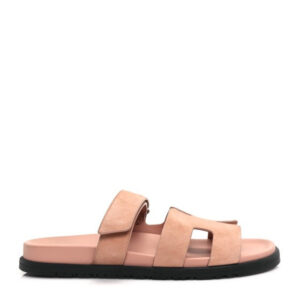Hermes Suede Goatskin Womens Chypre Sandals Nude